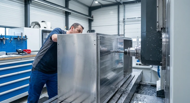 Intérieur d'armoire électrique industrielle avec technicien effectuant des mesures
